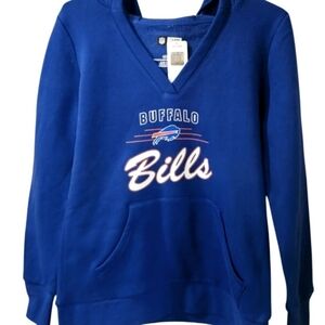 NEW! NFL TEAM APPAREL Women's Blue Buffalo Bills V-neck Hoodie Sweatshirt.
